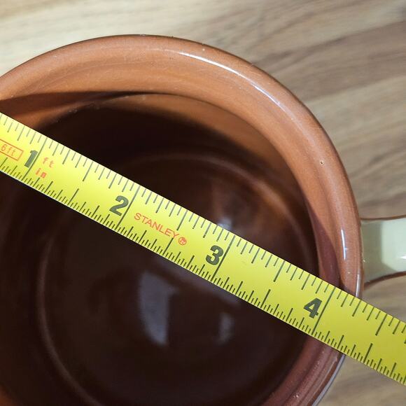 Rustic Apple Design Stoneware Crock - Vintage Ceramic Utensil Jar with Handles - Picture 8 of 10